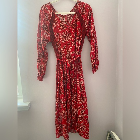 Red Floral Boho MIDI Dress - Picture 4 of 14